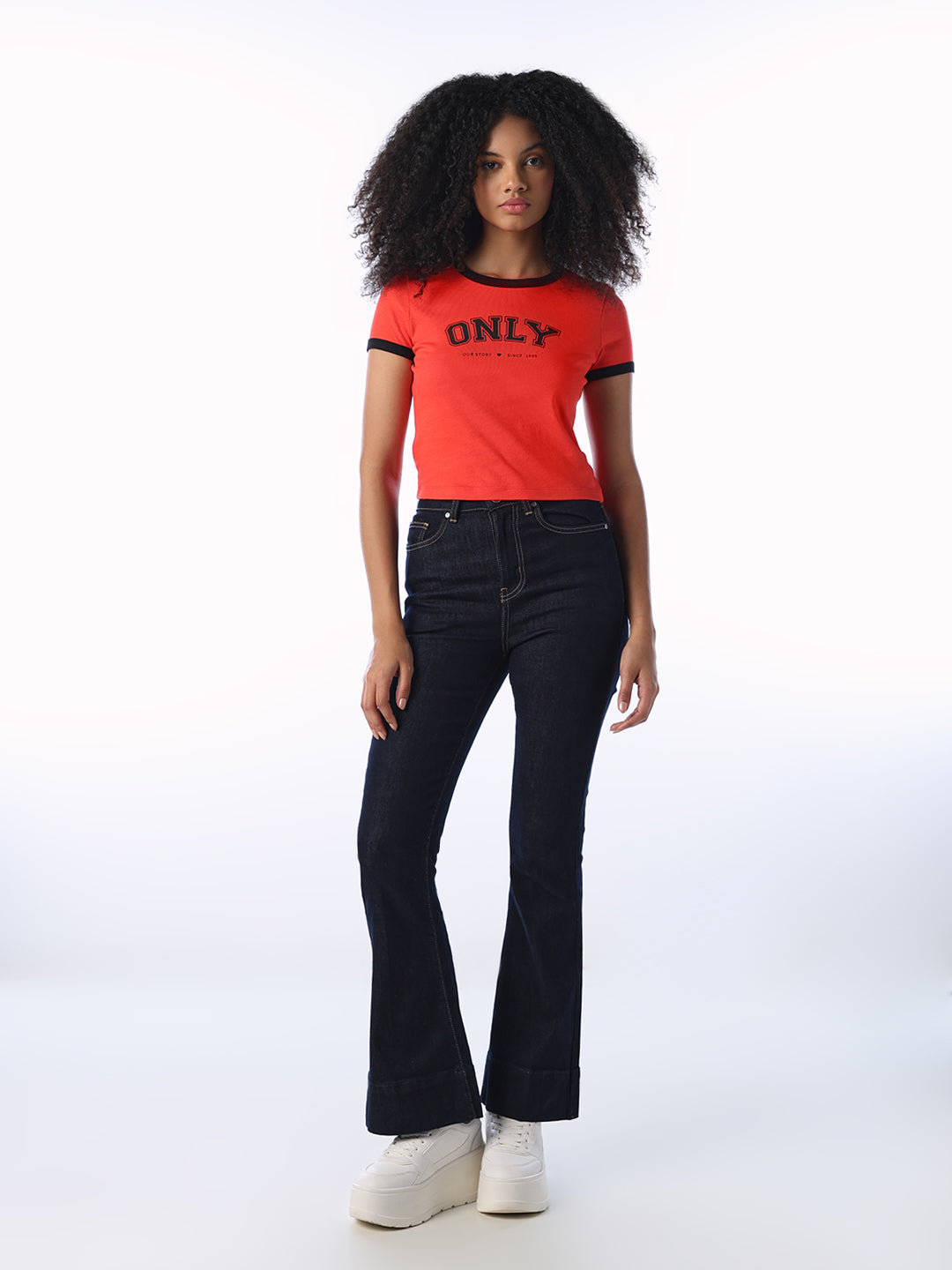 Logo Print Cropped T-shirt - Red