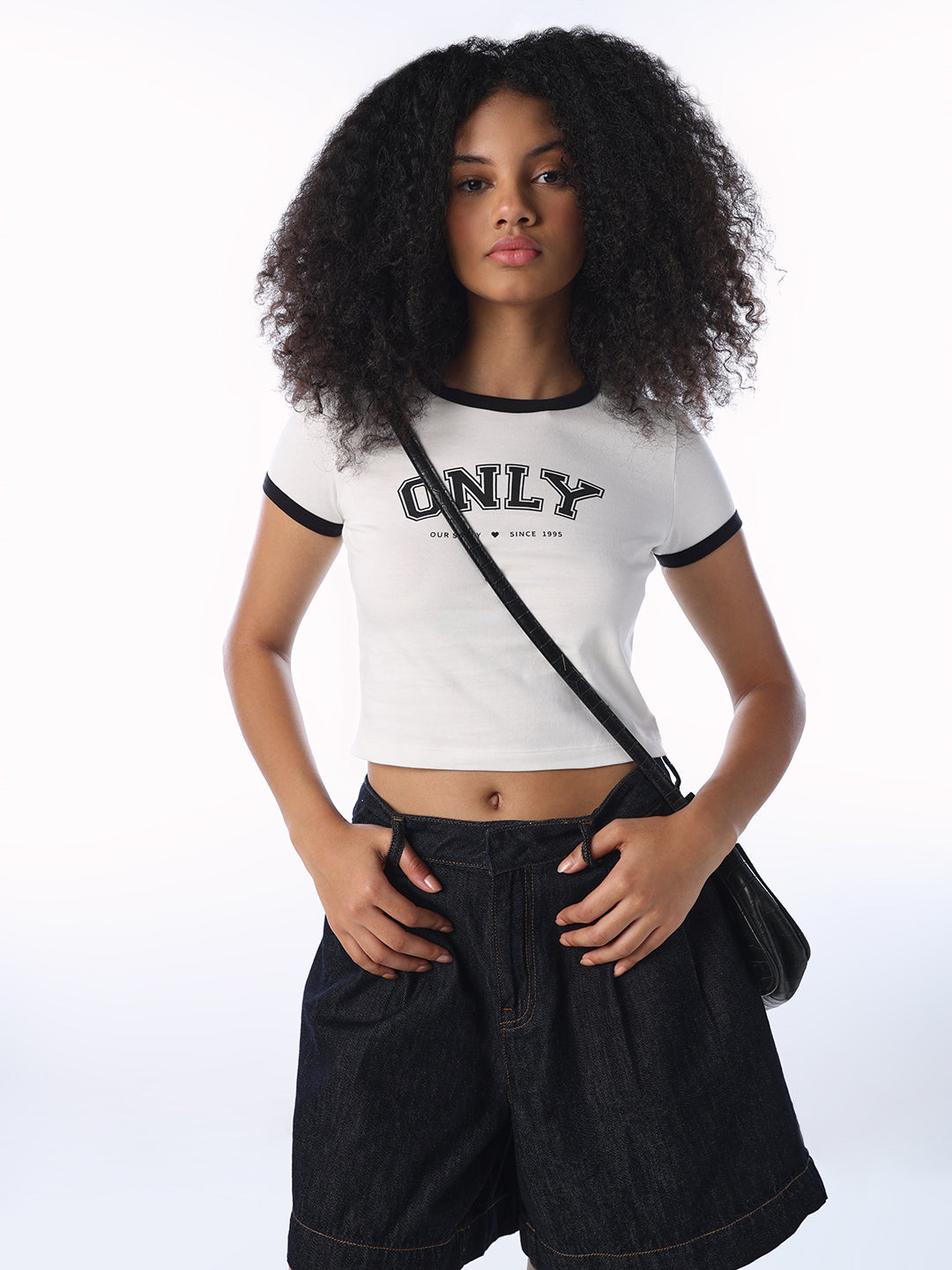 Logo Print Cropped T-shirt - White
