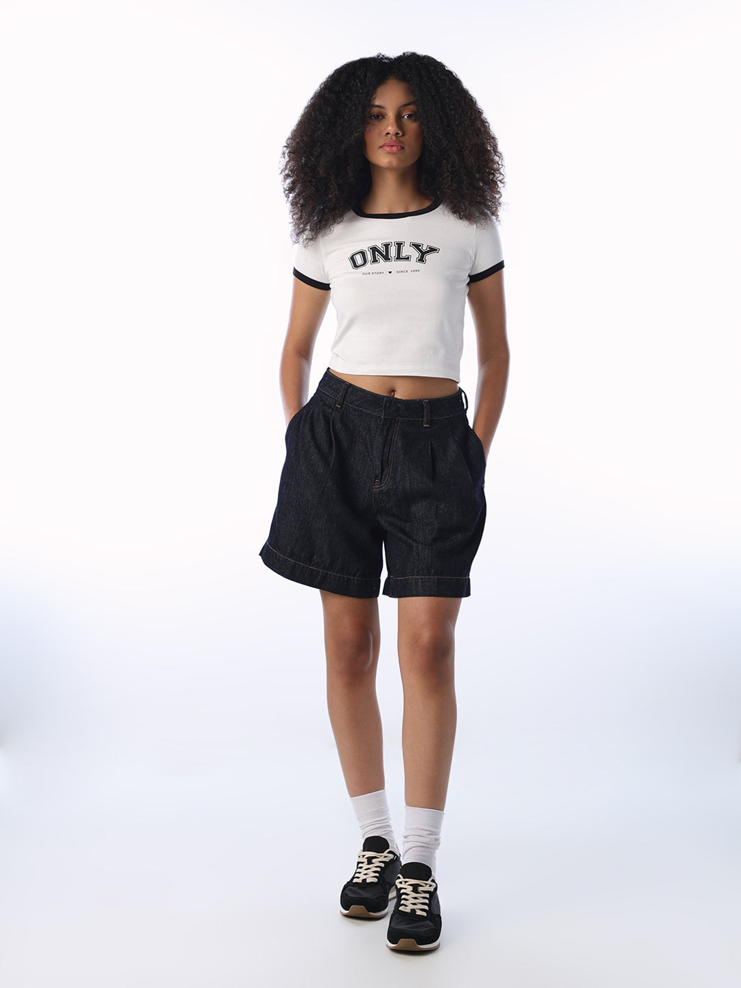Logo Print Cropped T-shirt - White