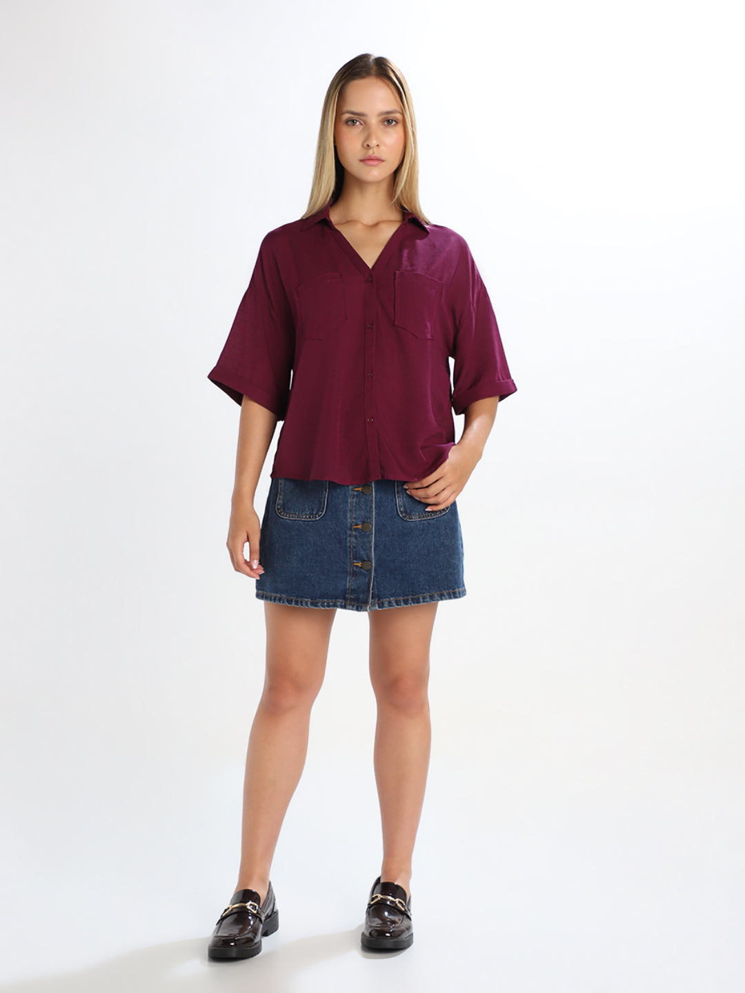 Dark Purple Loose Fit Jeans
