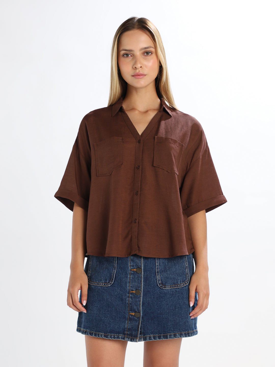 Dark Brown Loose Fit Shirt