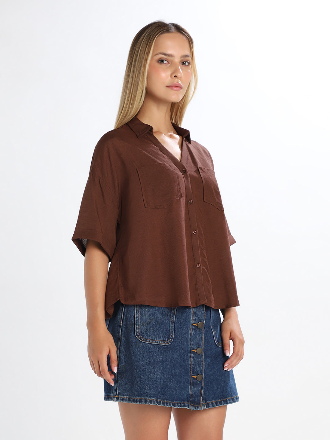 Dark Brown Loose Fit Shirt