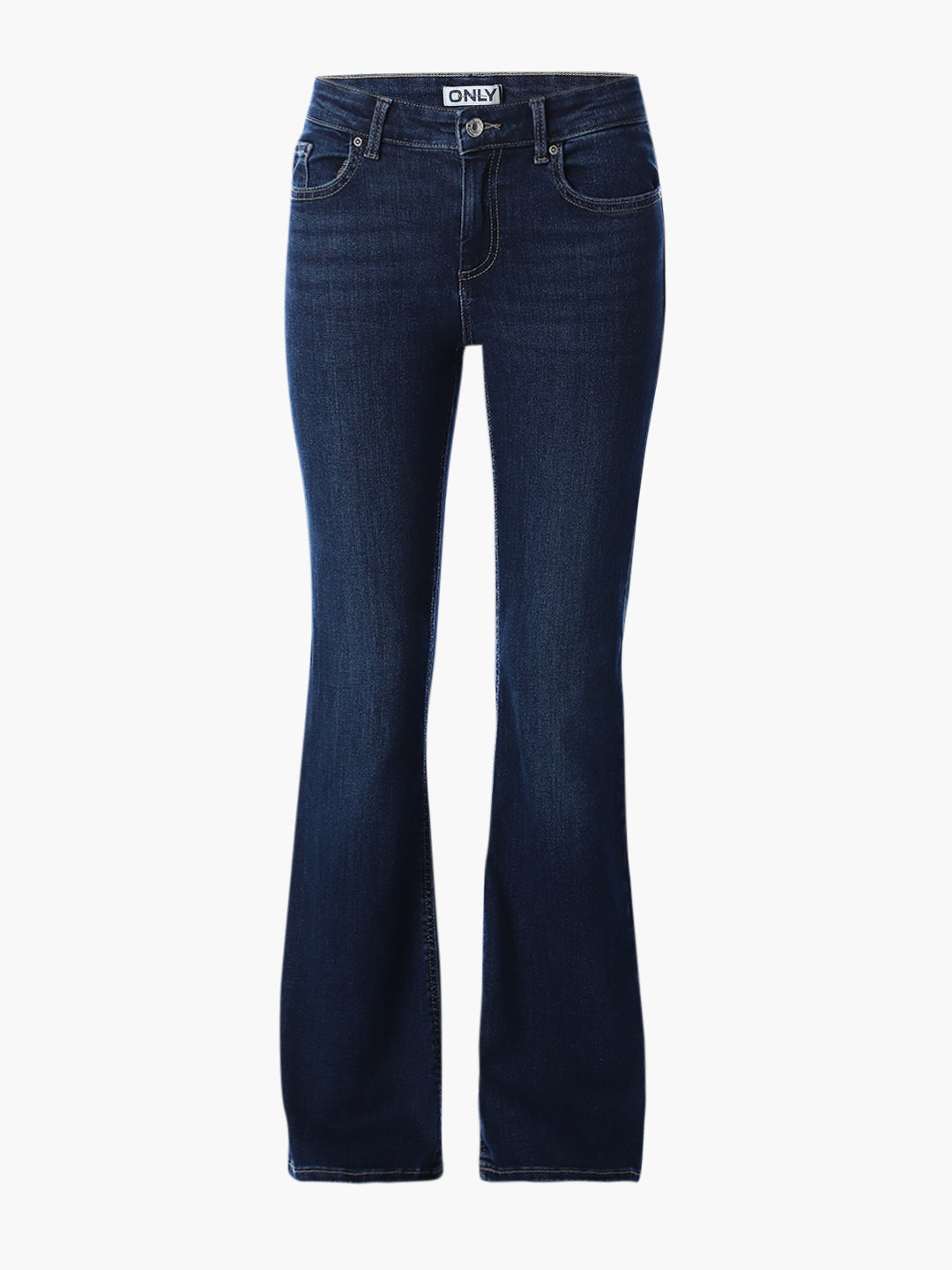 Dark Blue Mid Rise Flared Jeans
