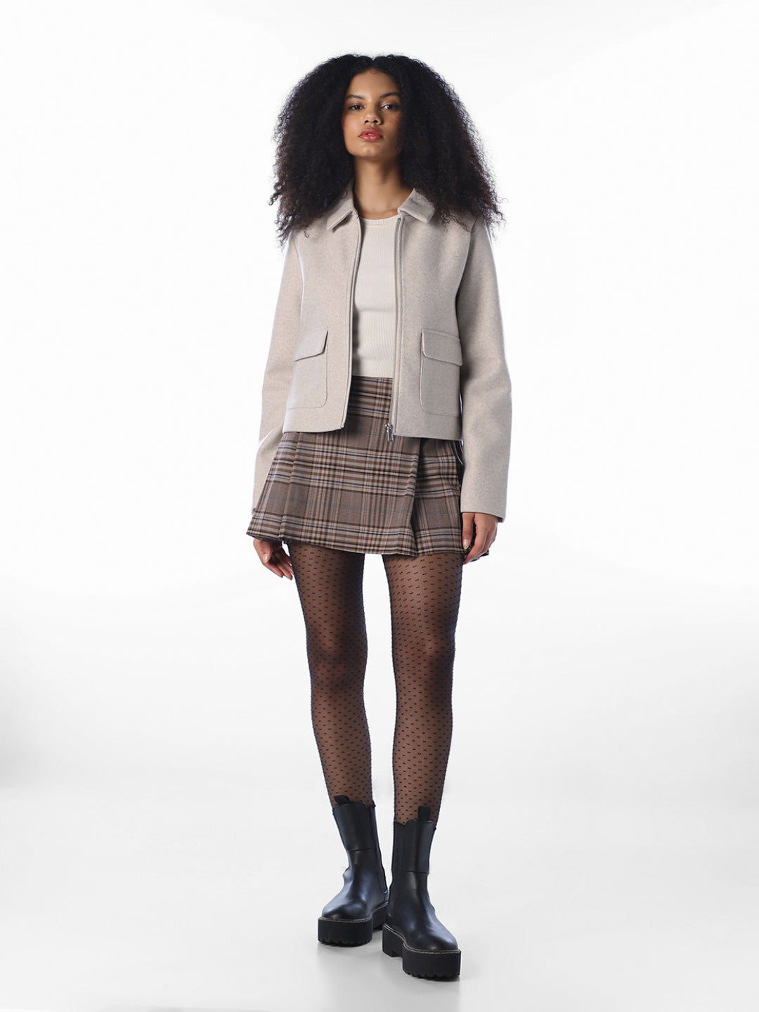 Beige Cropped Jacket