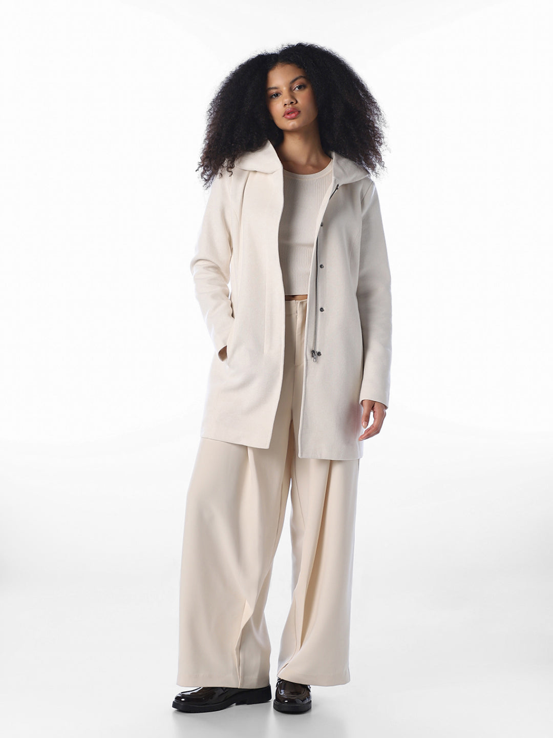 White Hooded Light Coat