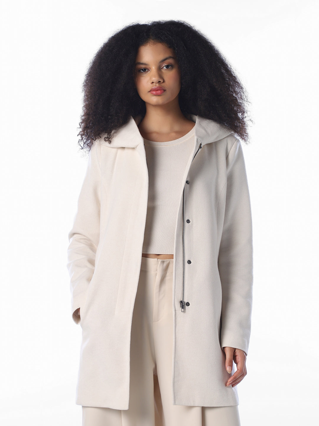 White Hooded Light Coat