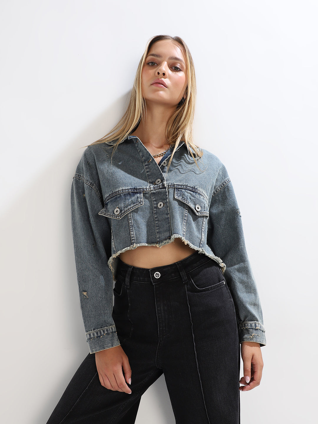 crop jacket highway jeans distressed denim jacket