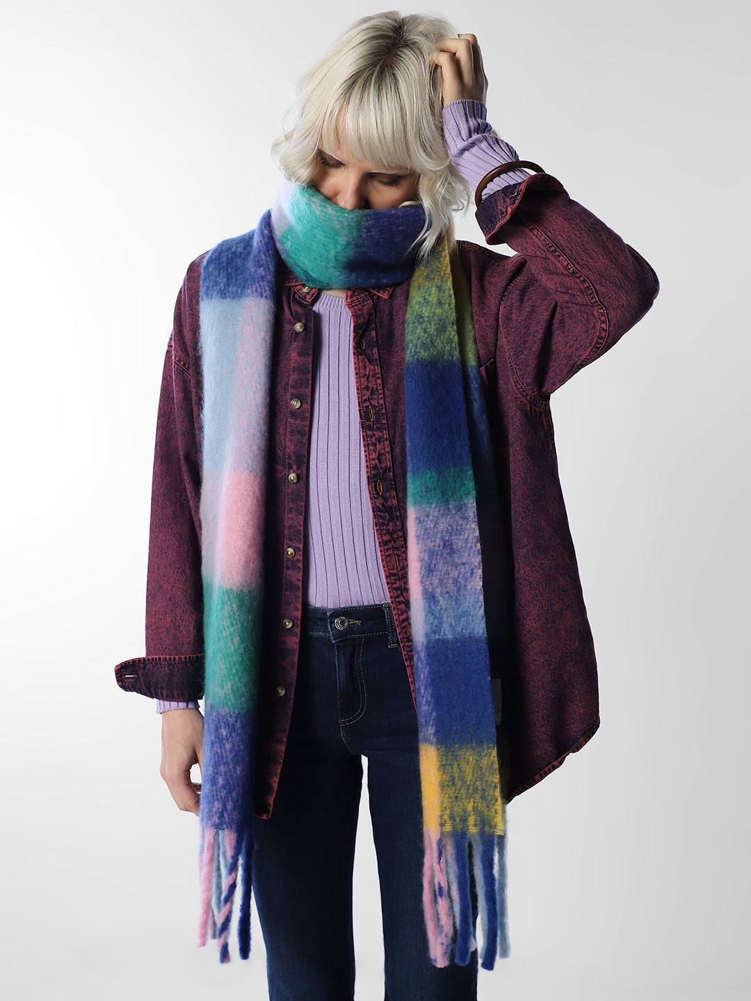 Blue Check Scarf