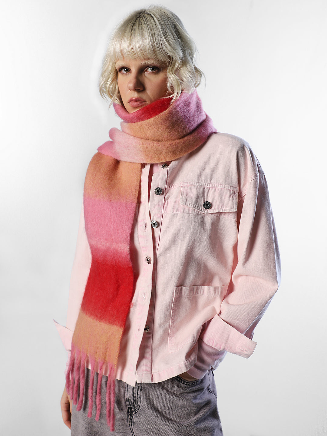 Pink Check Scarf