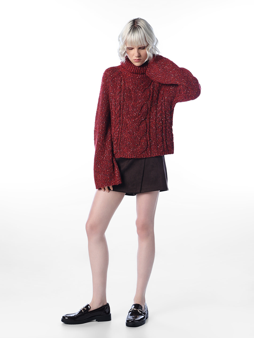 Cable-Knit Turtleneck Sweater
