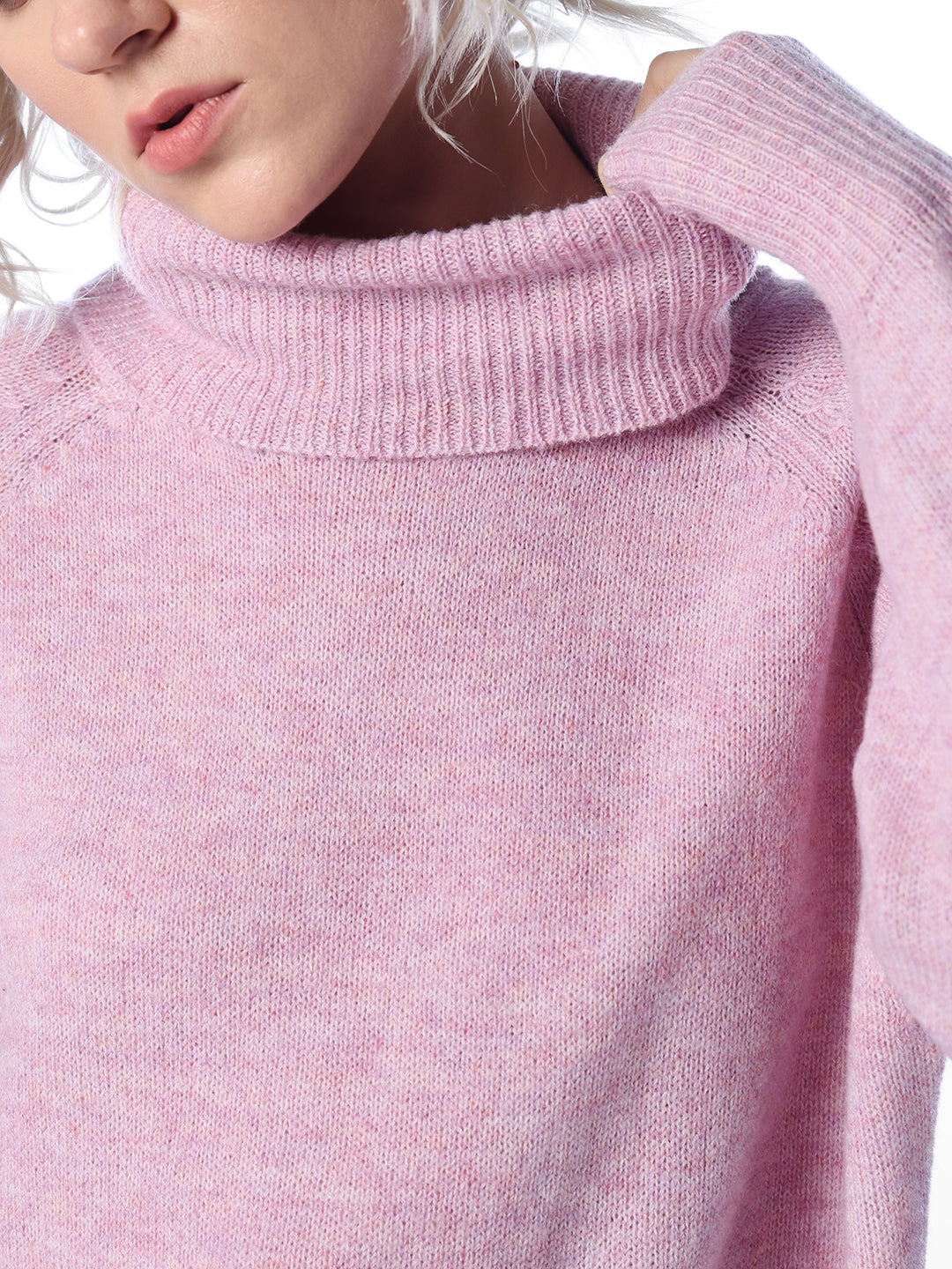 Pink Soft Knit Turtleneck Sweater