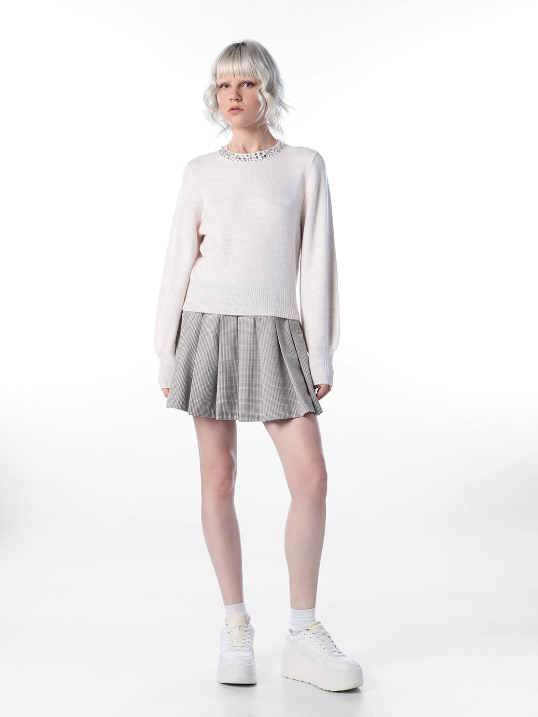 Embellished Crew-Neck Sweater