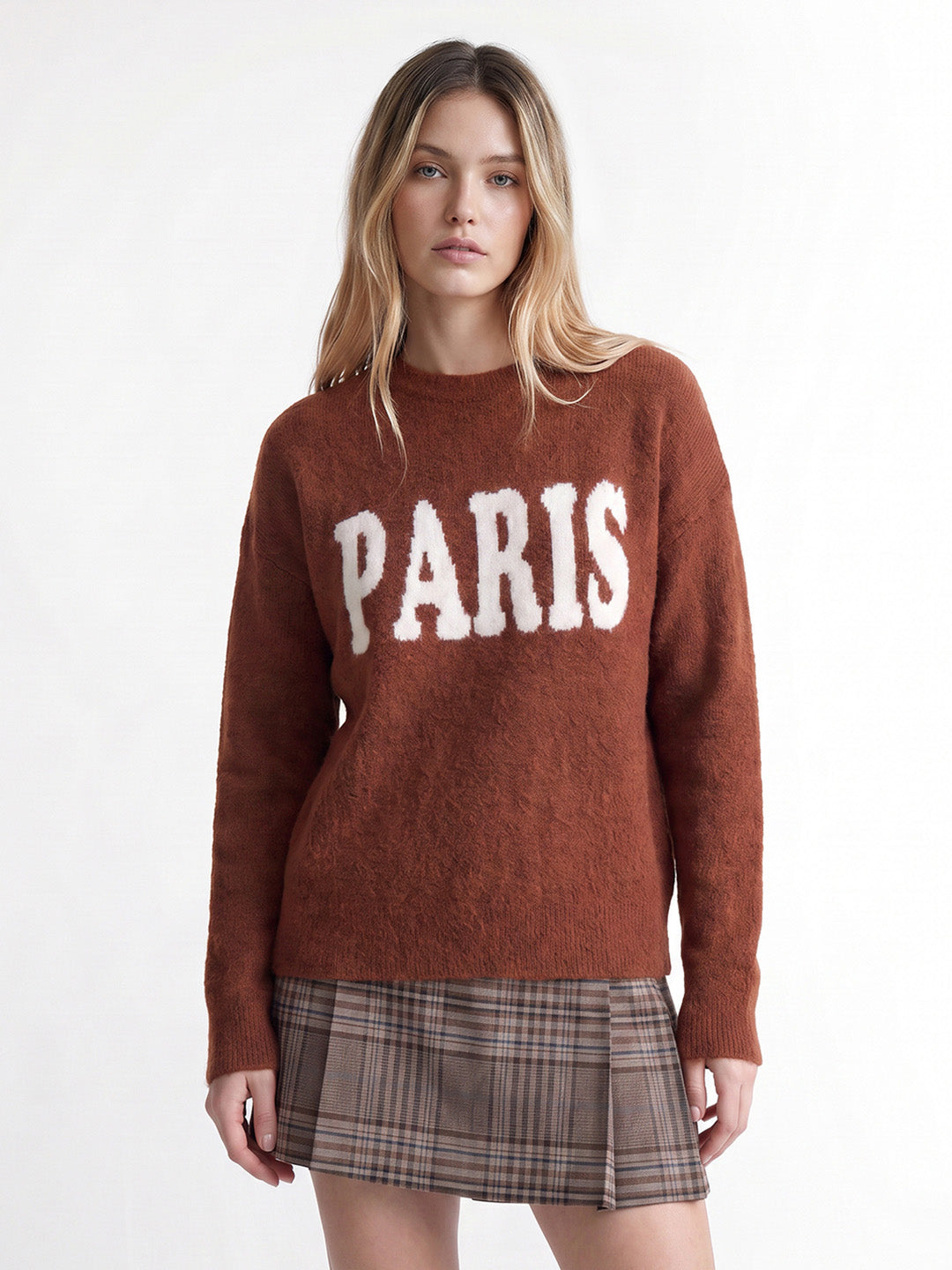 Brown Printed Pullover