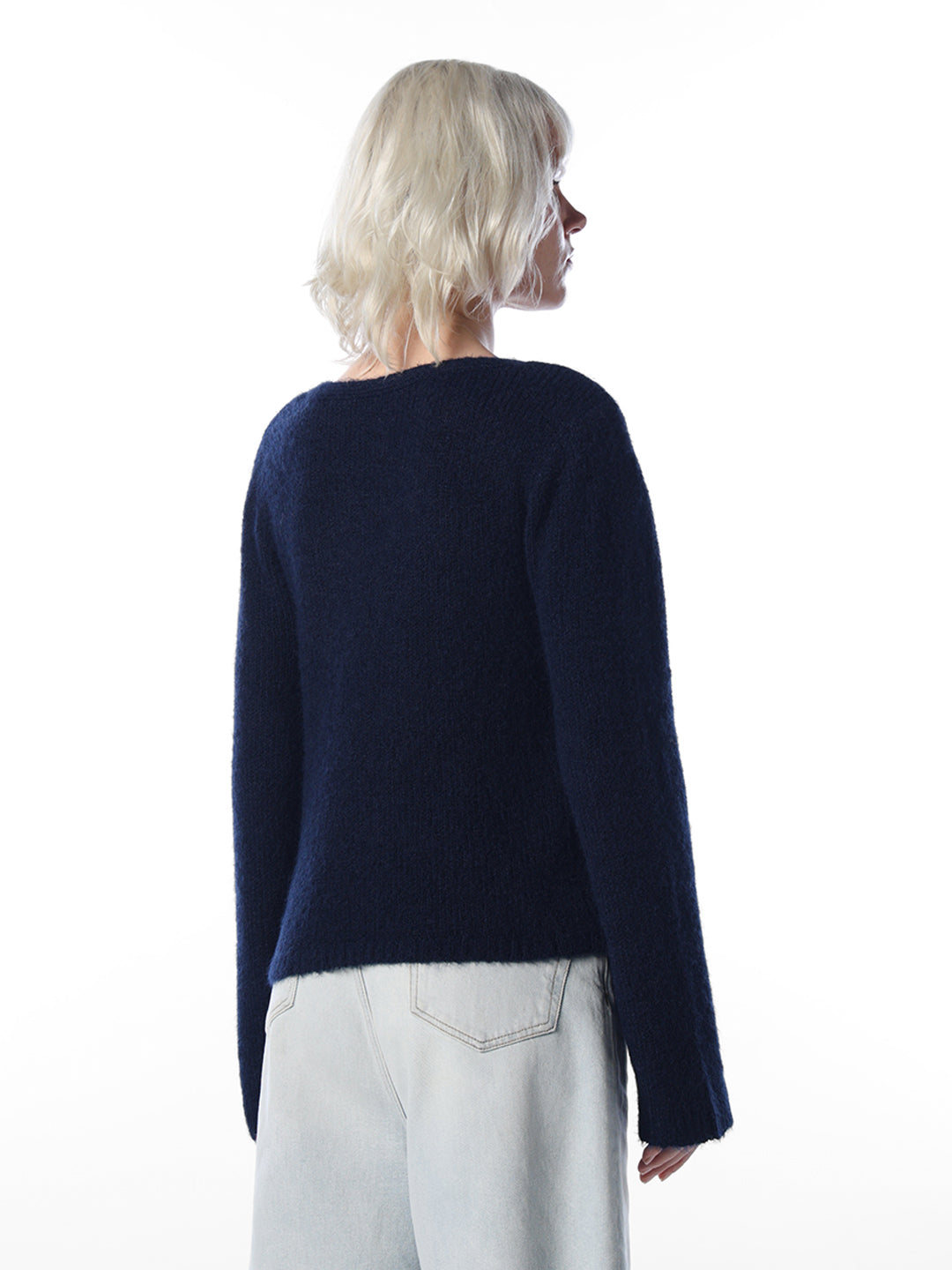 Navy Wrap V-Neck Pullover