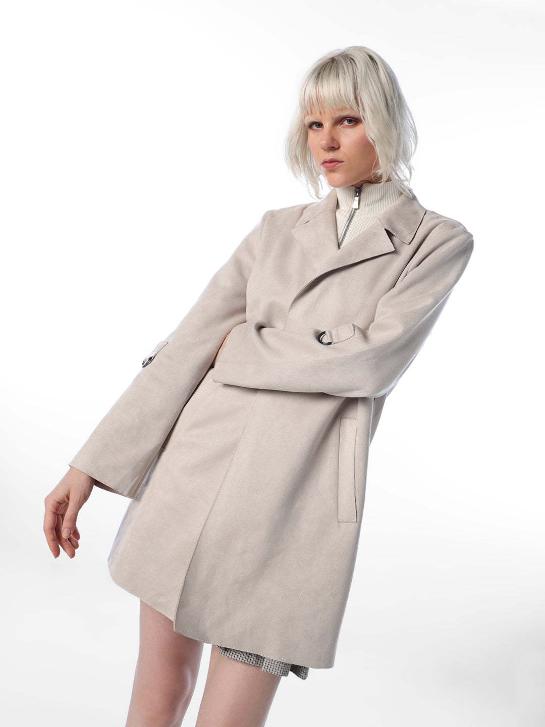 Beige Faux Suede Coat