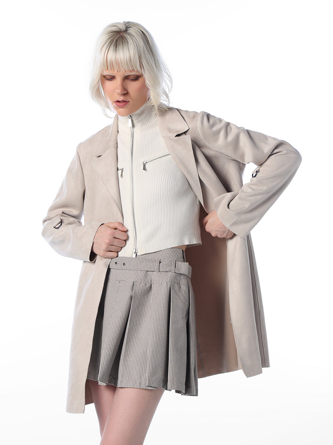 Beige Faux Suede Coat