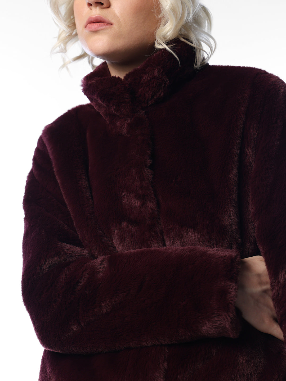 Maroon Fuax Fur Jacket