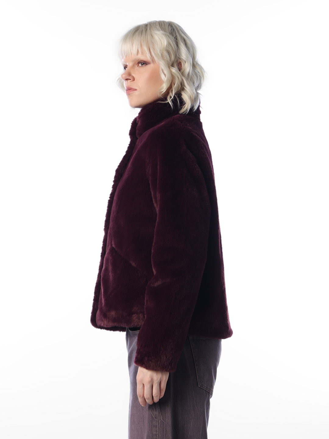Maroon Fuax Fur Jacket
