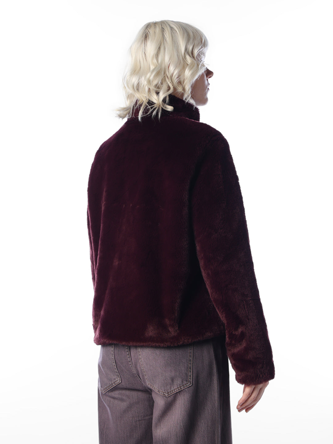 Maroon Fuax Fur Jacket