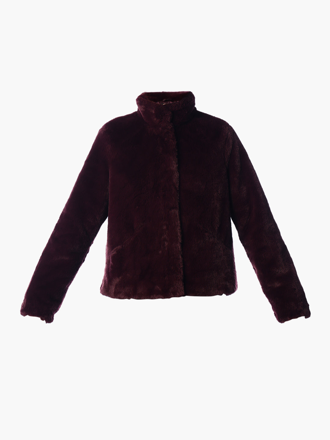 Maroon Fuax Fur Jacket