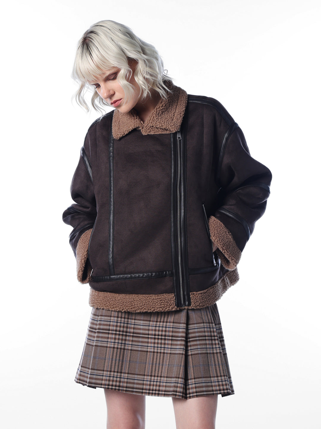 Faux Shearling Aviator Jacket