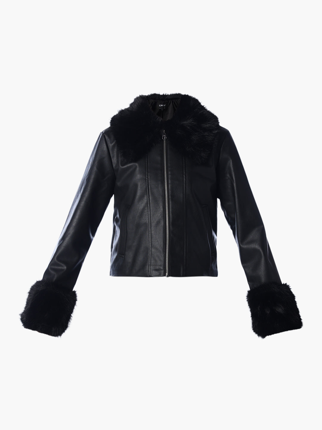 Black Faux Leather Fur Jacket