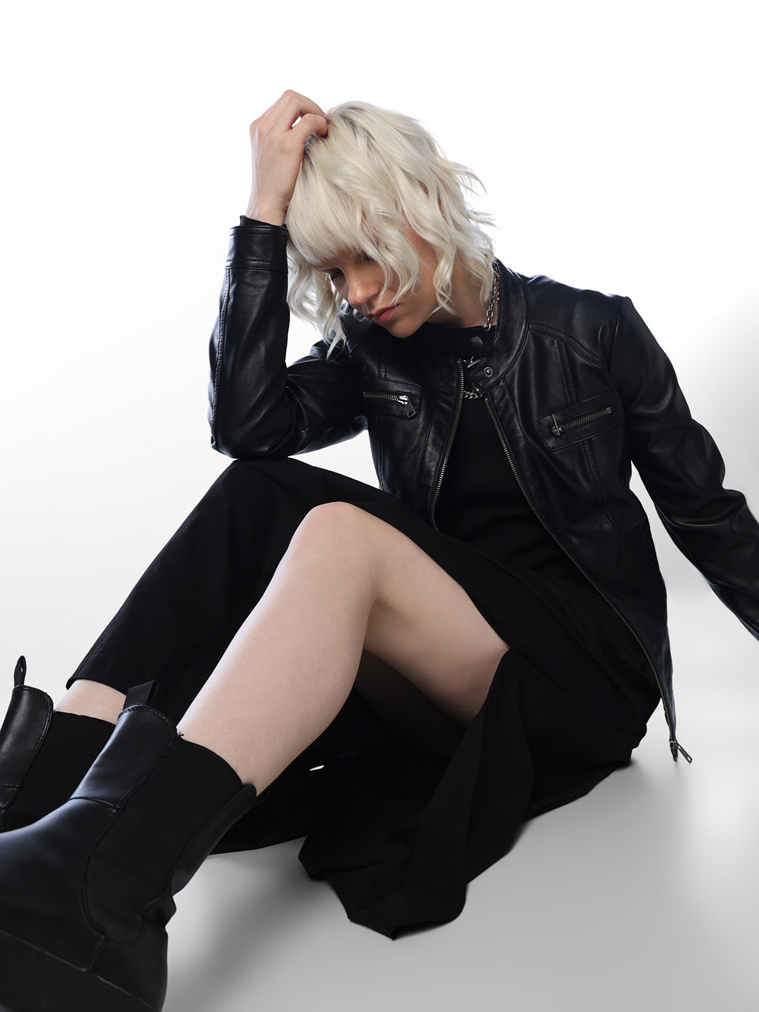 Black Faux Leather Biker Jacket