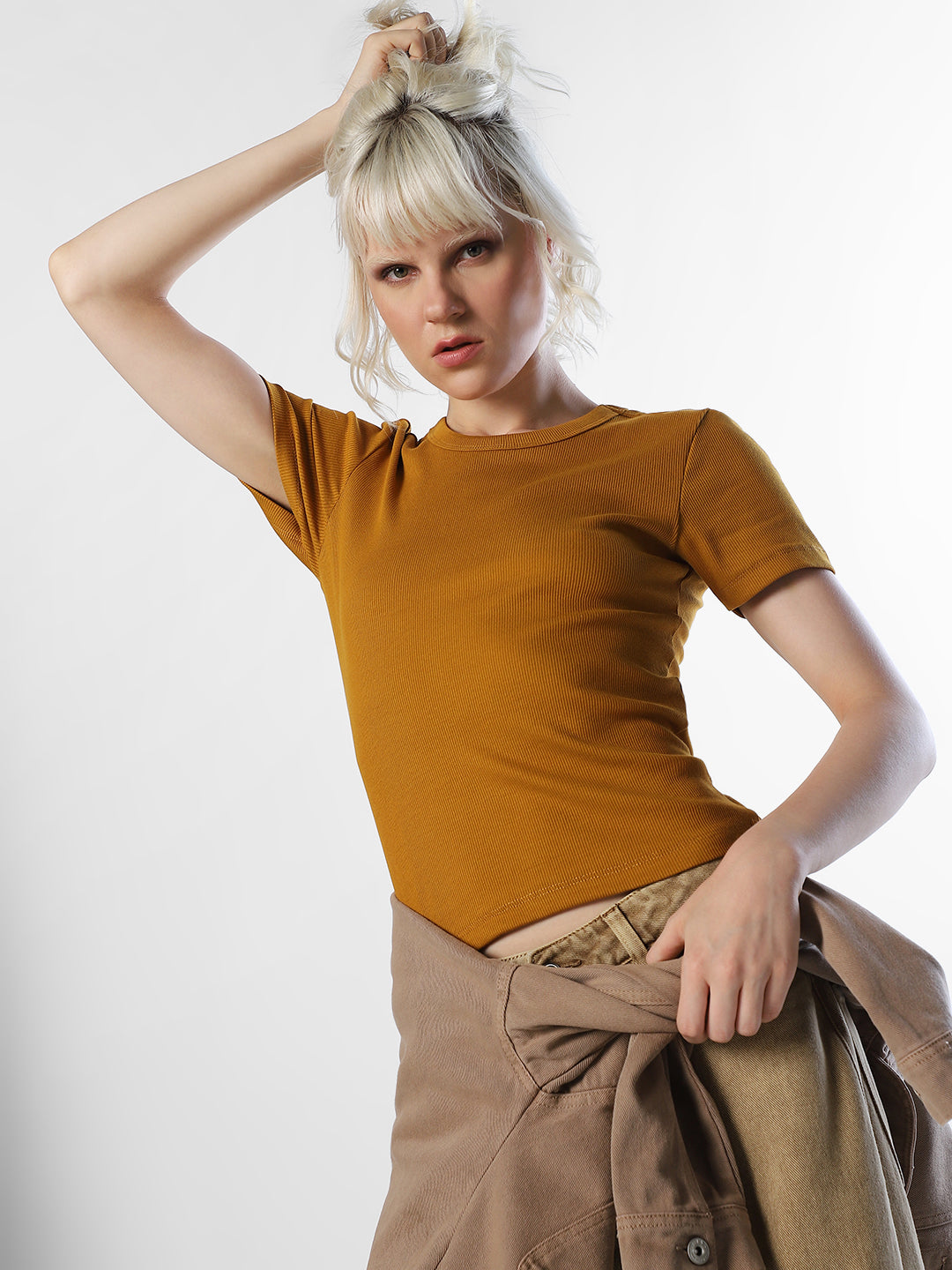 Mustard O-Neck Top