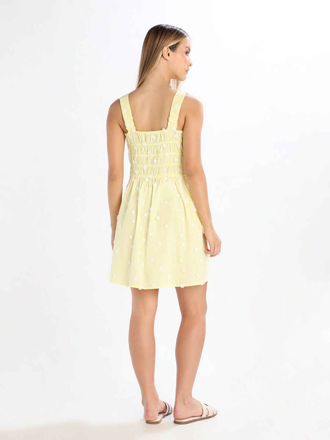 Yellow Embroidered Short Dress