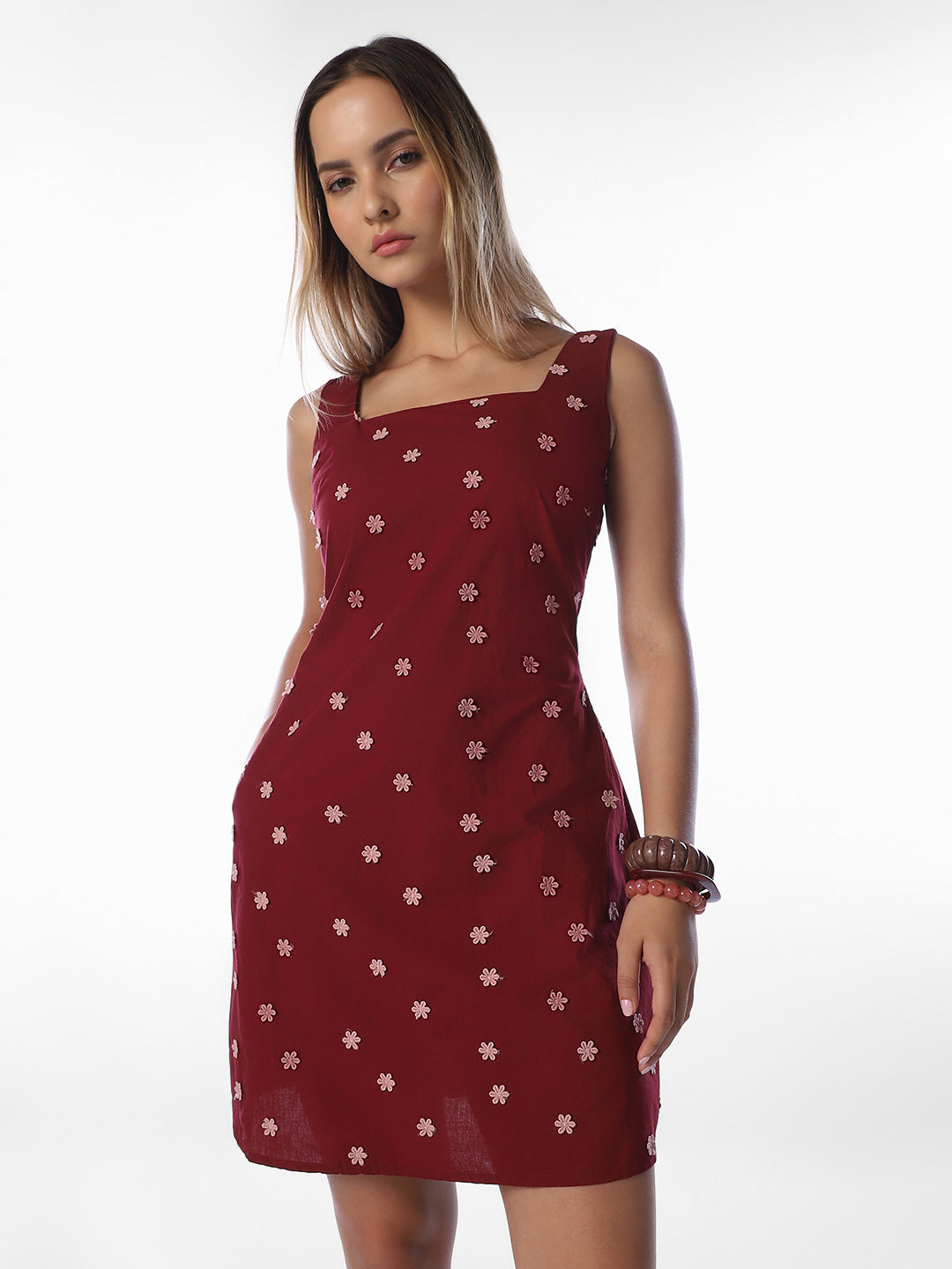 Floral Embroidered Mini Dress