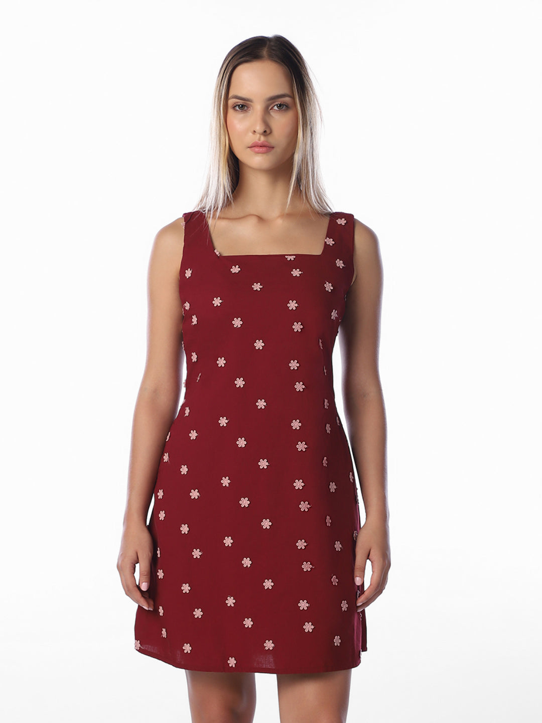 Floral Embroidered Mini Dress