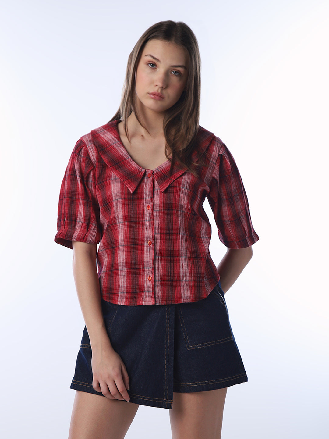 Red Check Cotton Shirt