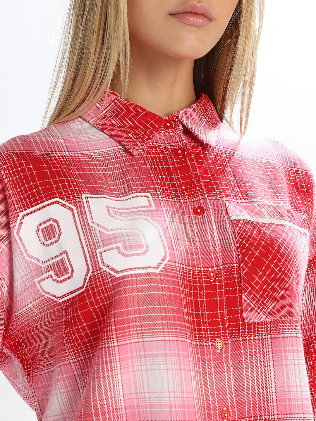 Check Print Oversized Shirt