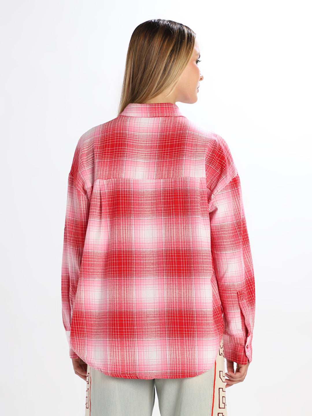 Check Print Oversized Shirt