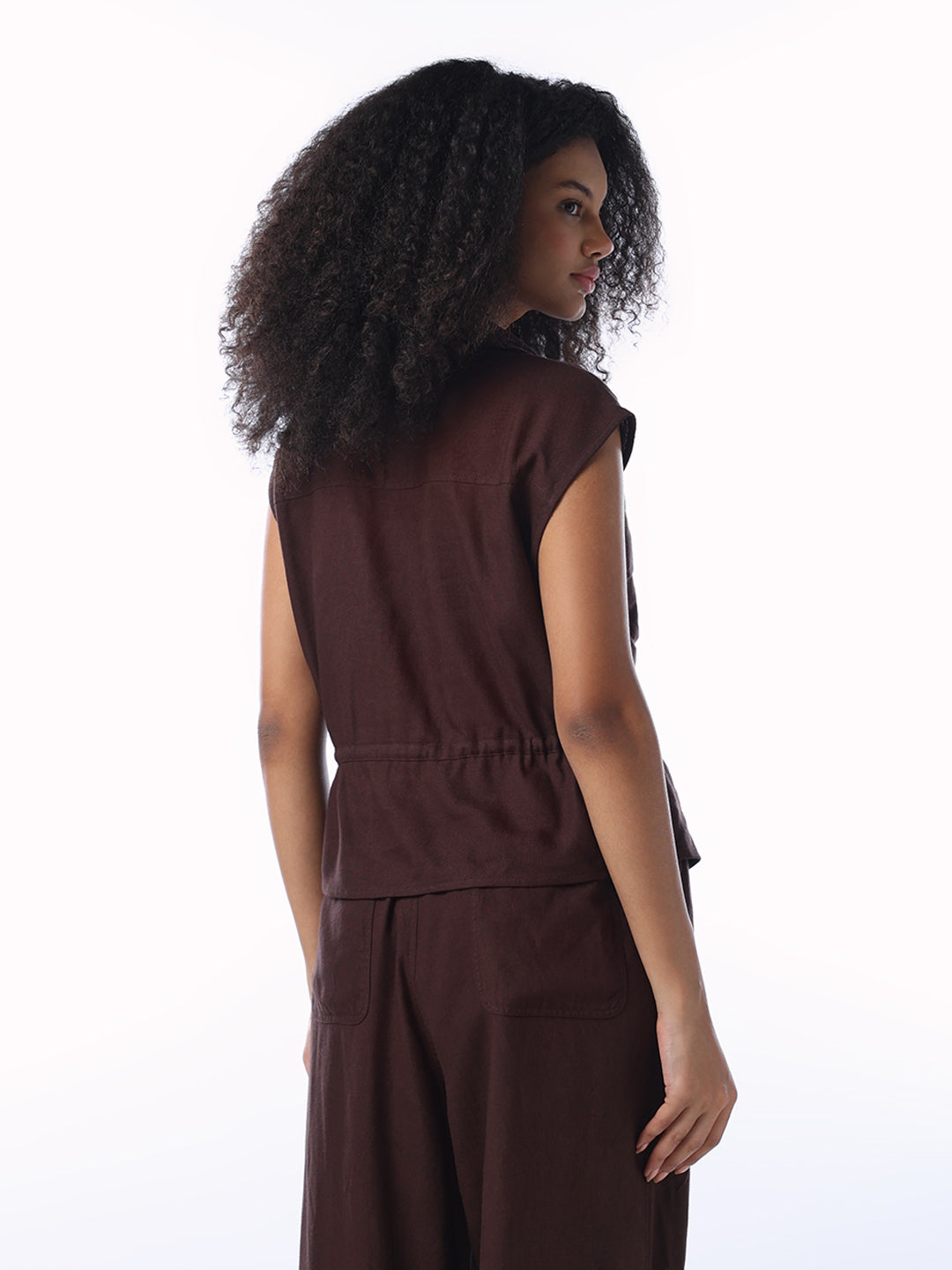 Linen Blend Zip-Up Shirt