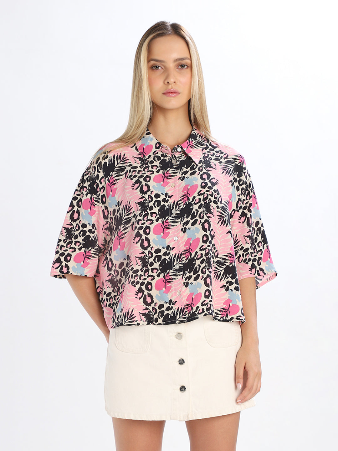 Pink Animal Print Relaxed Fit Shirt