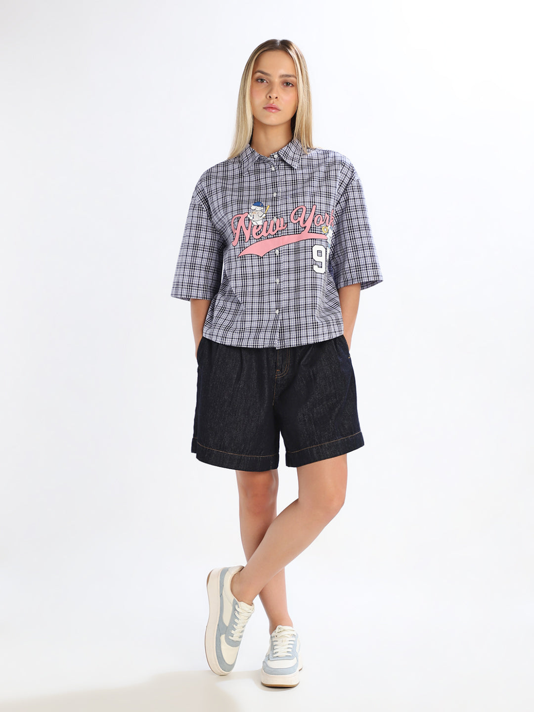 Blue Check Printed Relaxed Fit Shirt