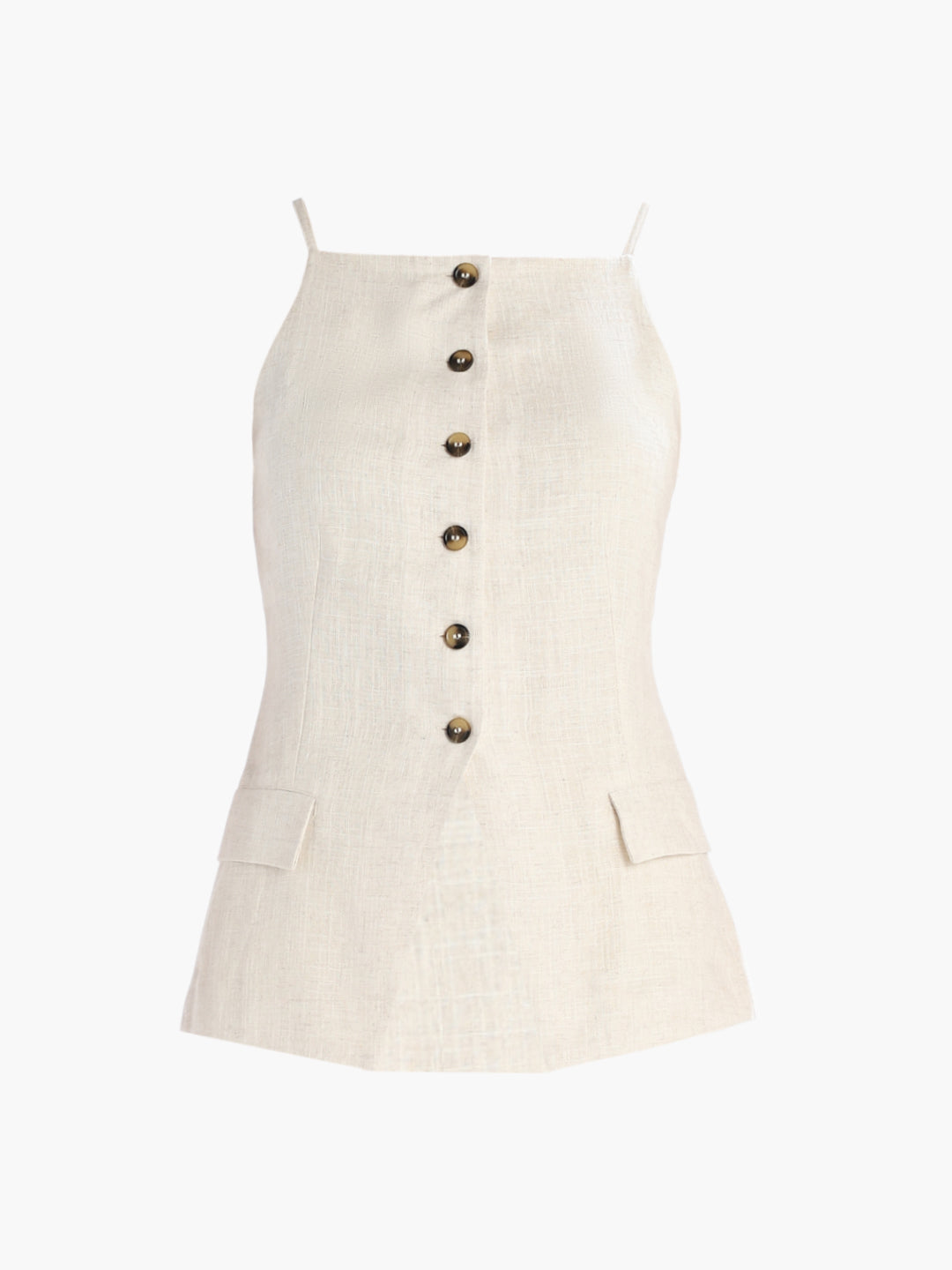 Linen Blend Strappy Top