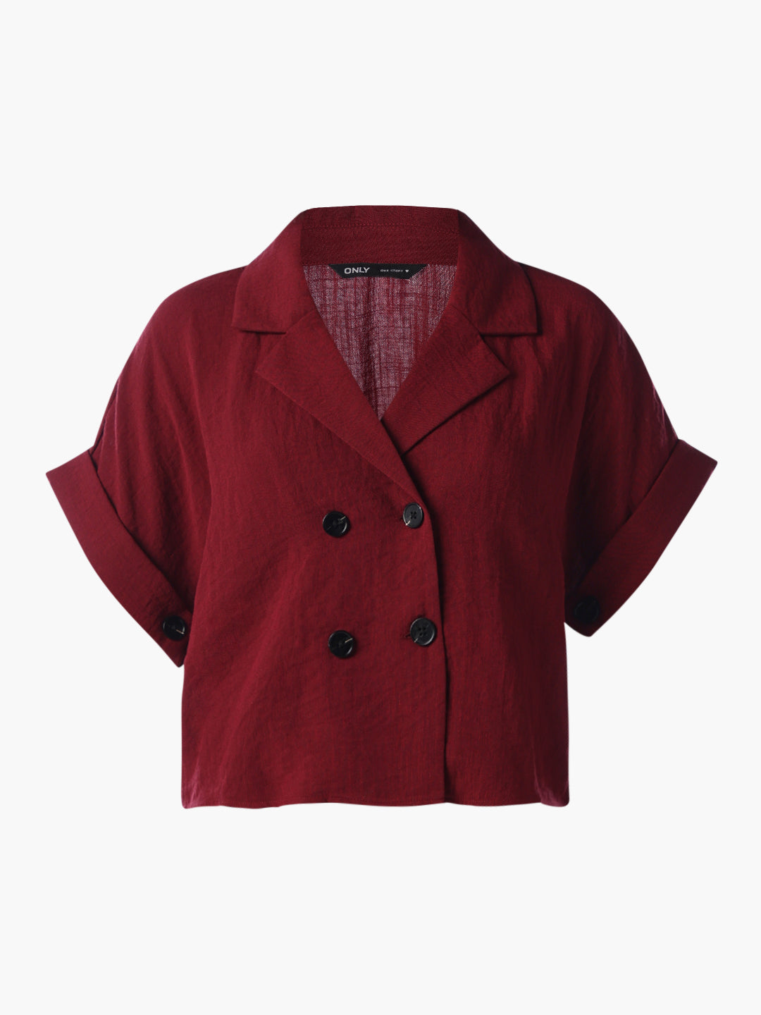 Maroon Cropped Boxy Fit Shirt