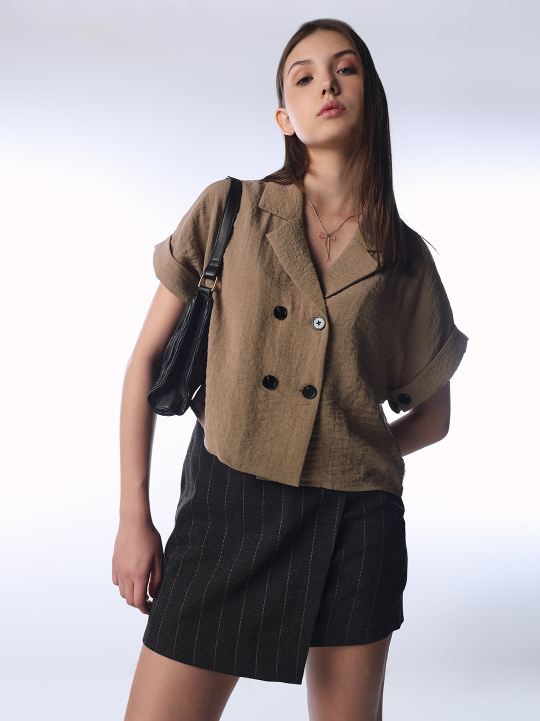 Double-Breasted Short Sleeve Shirt