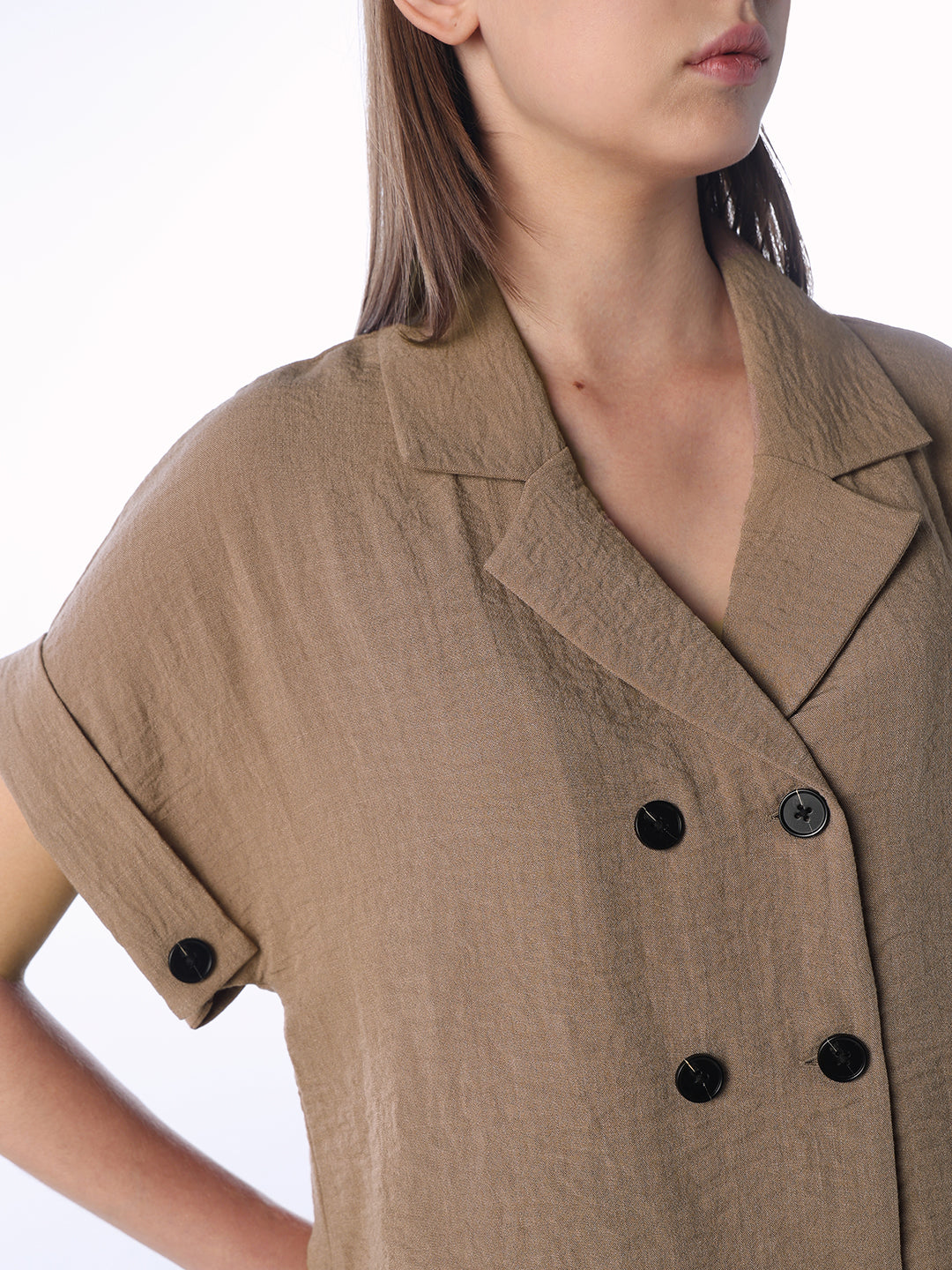 Double-Breasted Short Sleeve Shirt