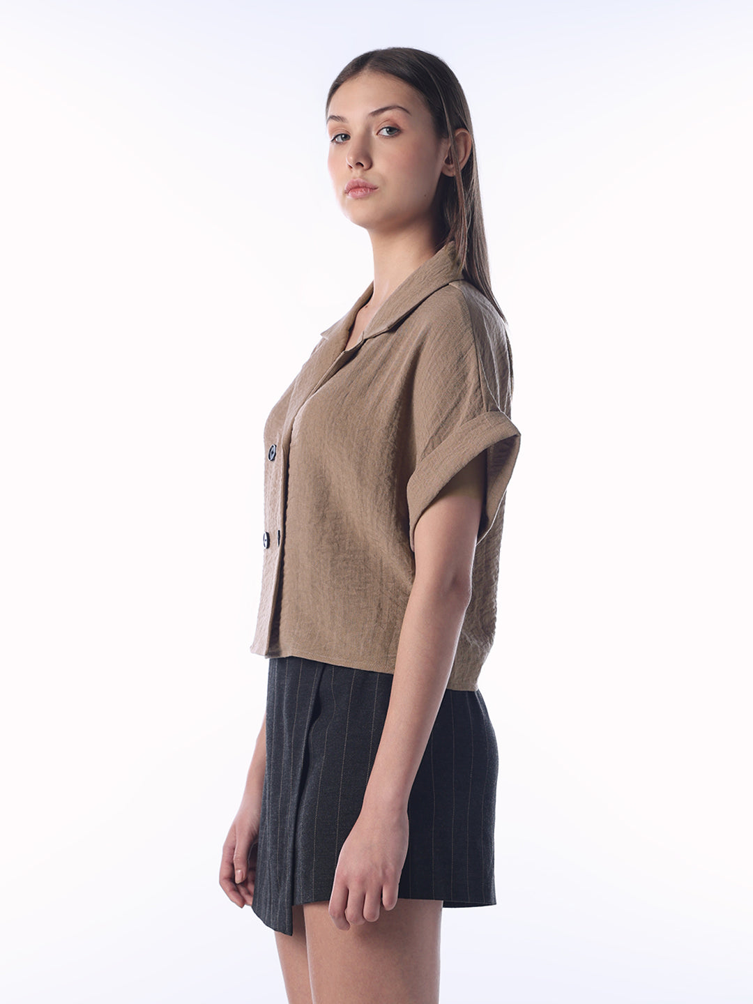 Double-Breasted Short Sleeve Shirt