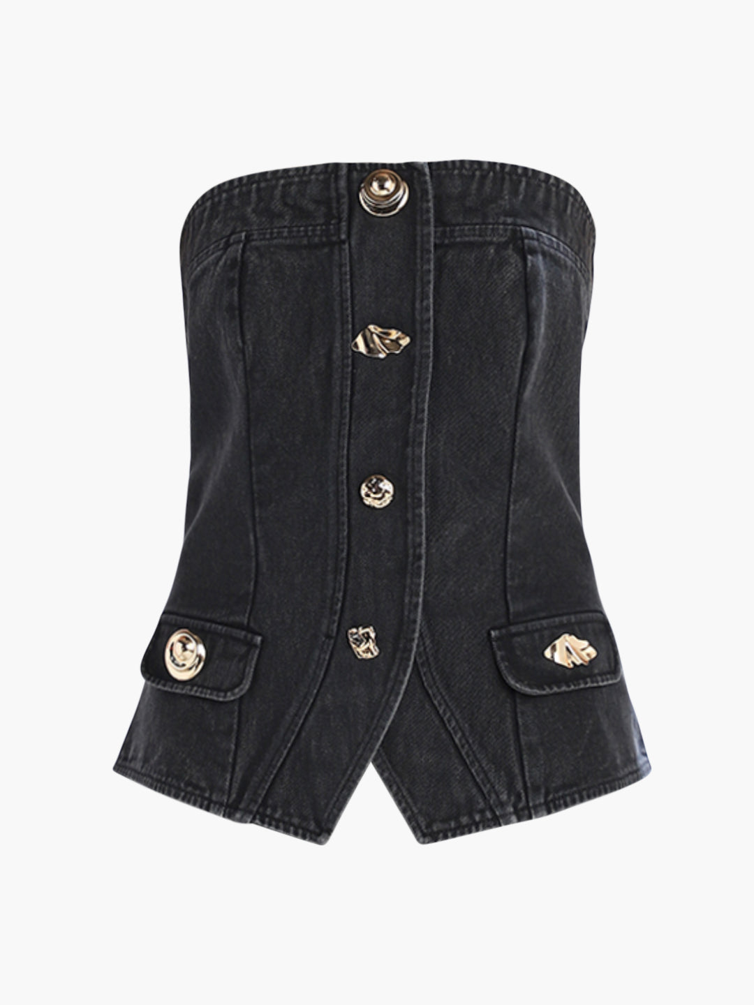 Black Off-Shoulder Denim Top