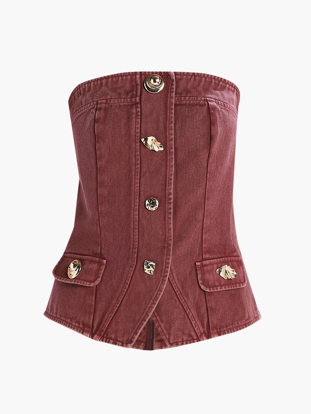 Brown Off-Shoulder Denim Top