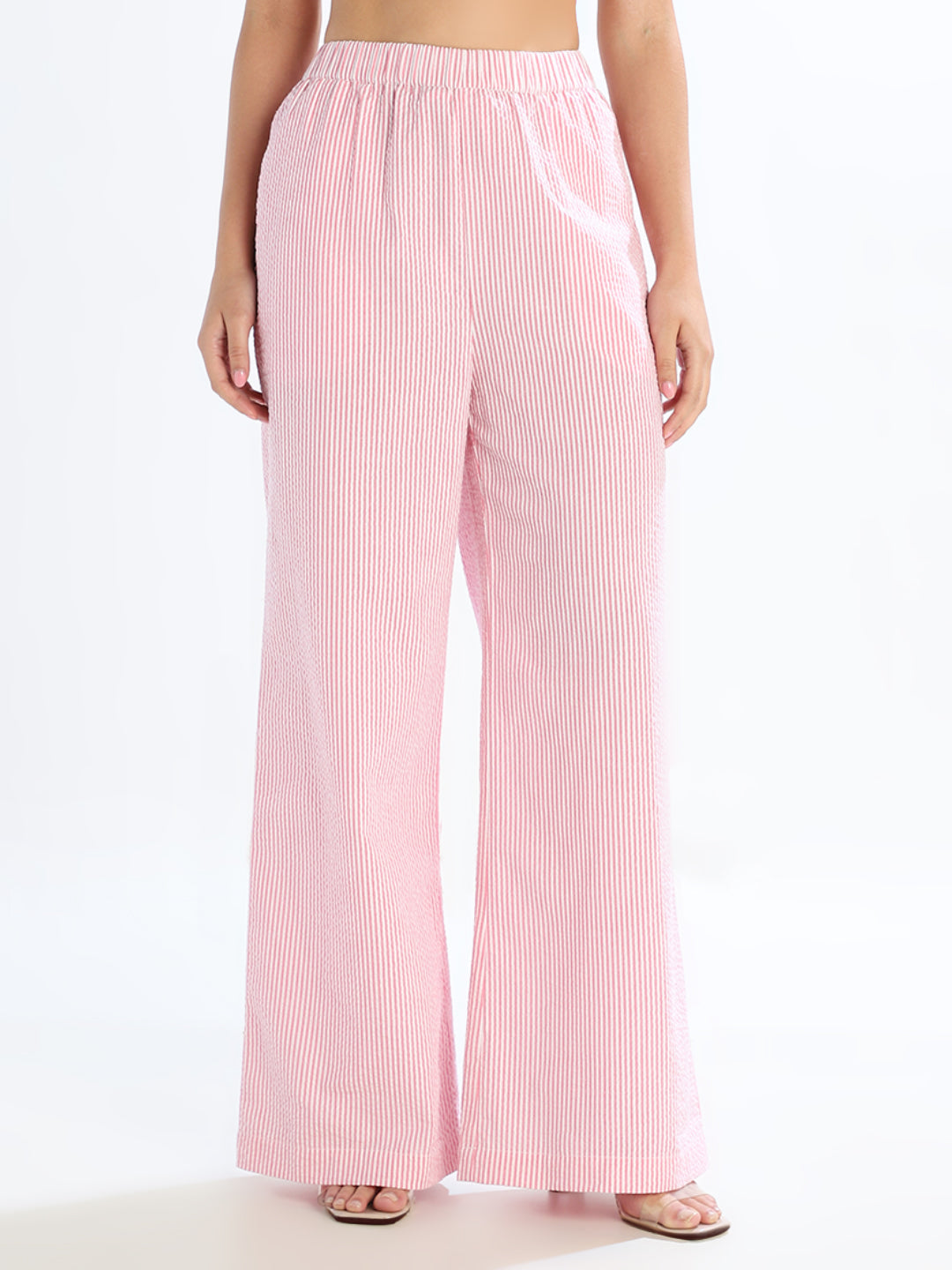 Pink Striped Cotton Pants