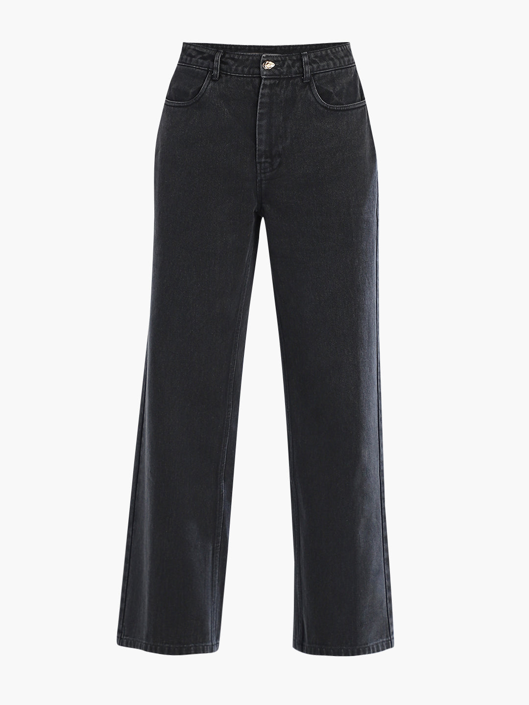 Black Washed Wide Leg Jeans