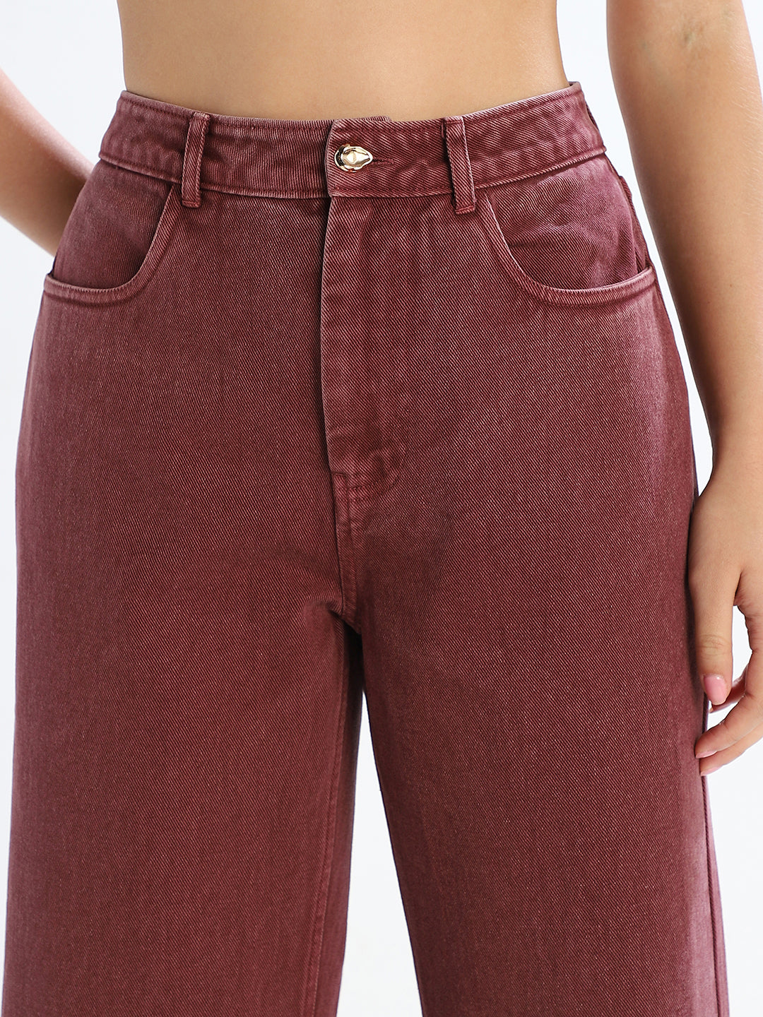 Brown Washed Wide Leg Jeans