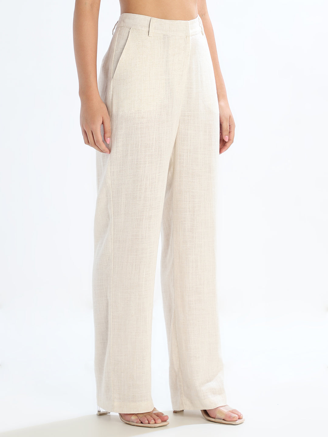 Linen Blend Wide Leg Pants