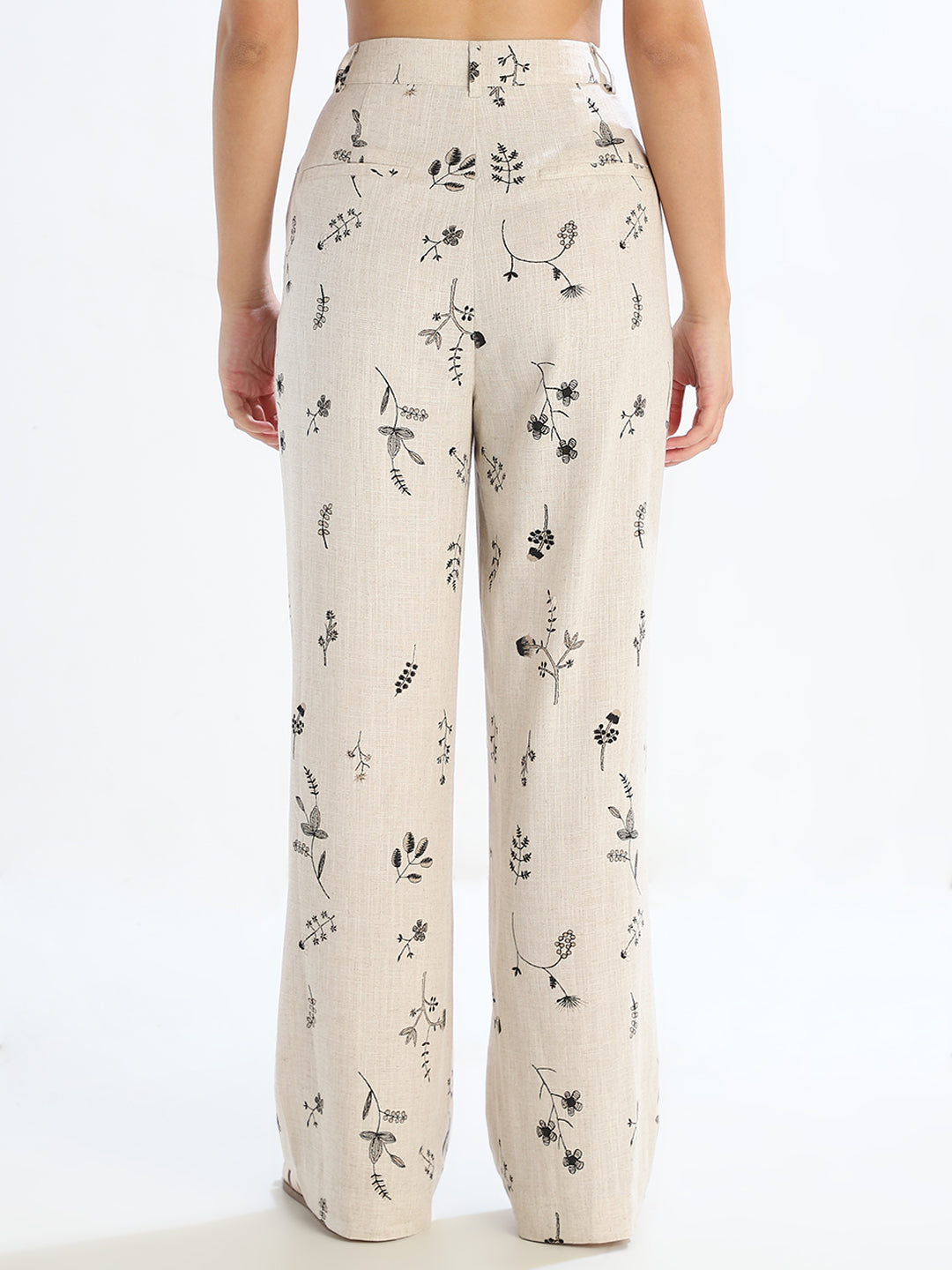 Linen Blend Printed Pants