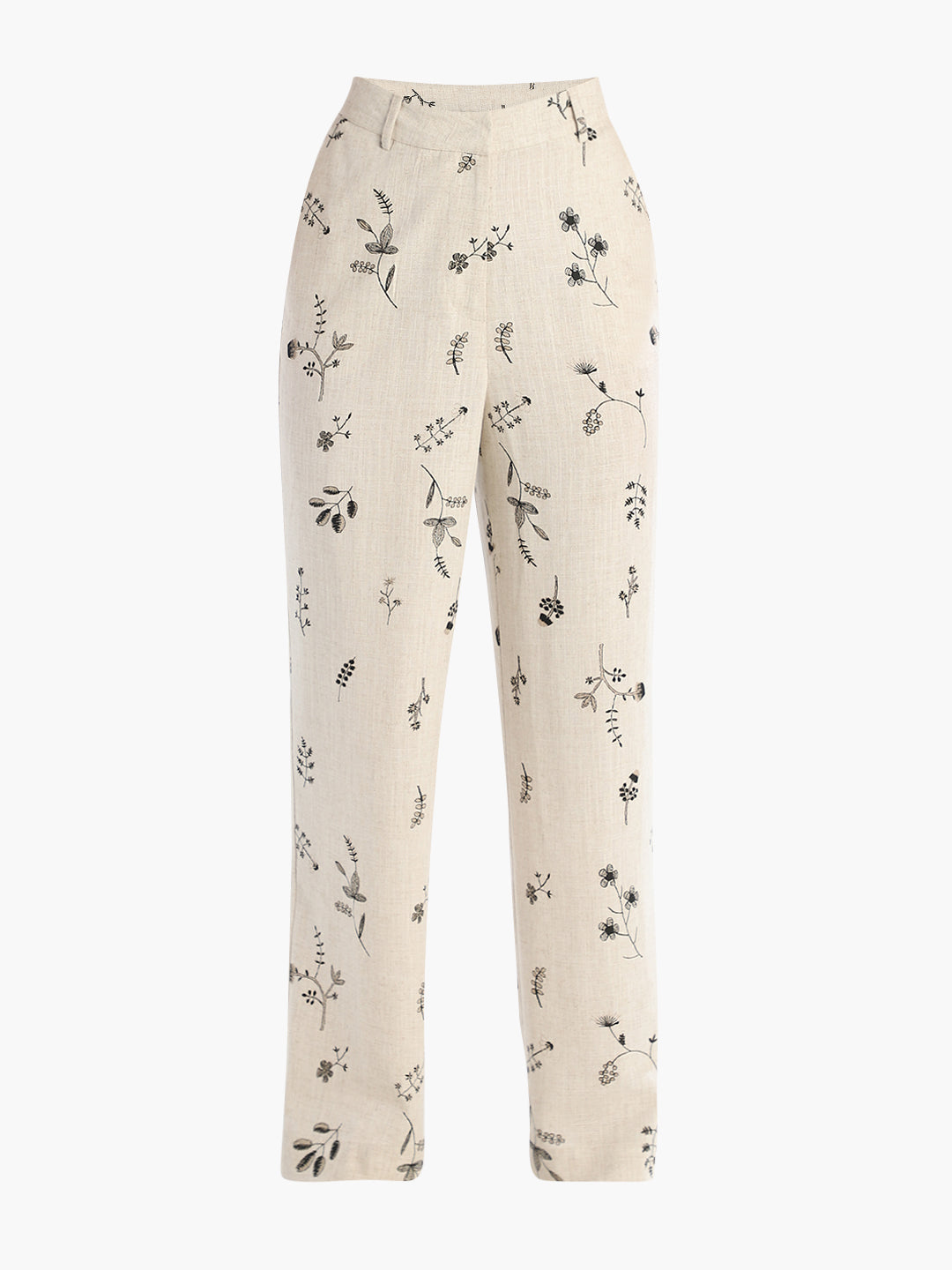 Linen Blend Printed Pants